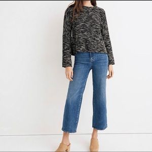 Madewell Knit Sweater Top shirt Wide bell Sleeve XXS black and white